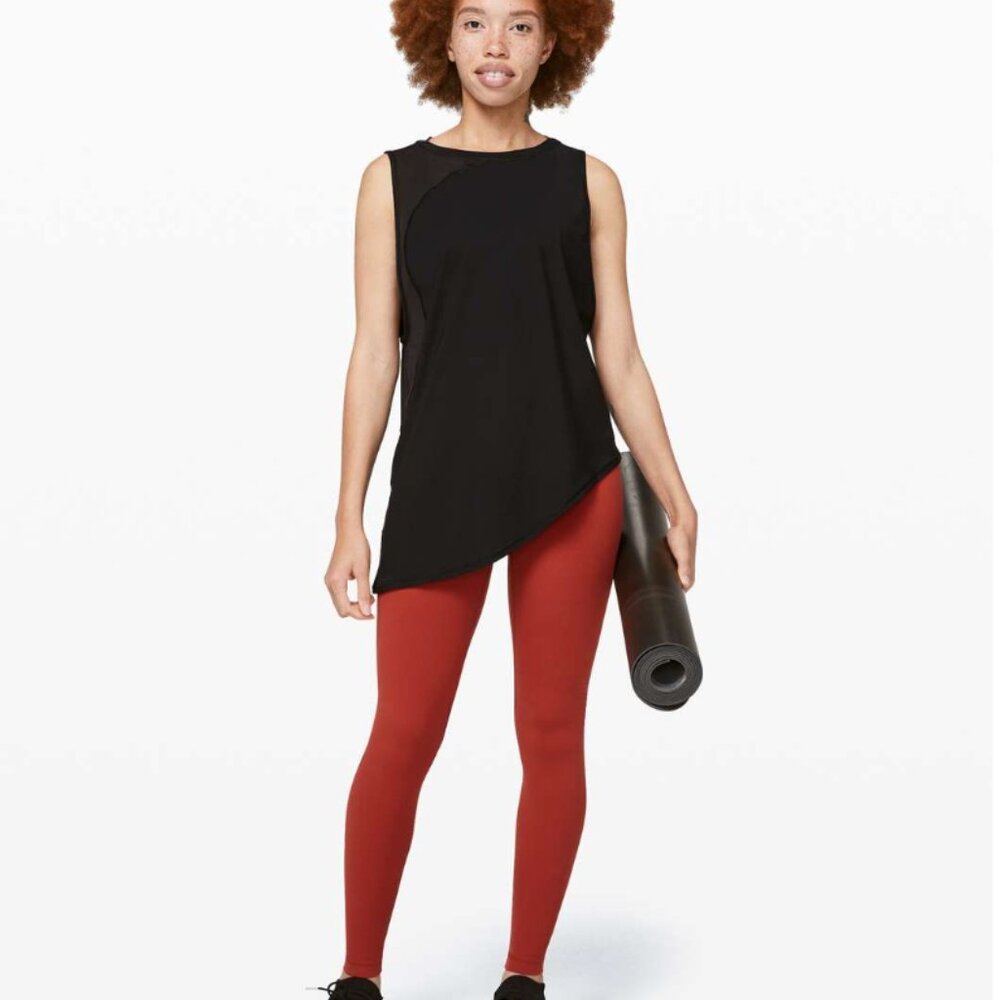 Lululemon Strength In Stance Tank NWOT Mesh Asymmetrical Black Top